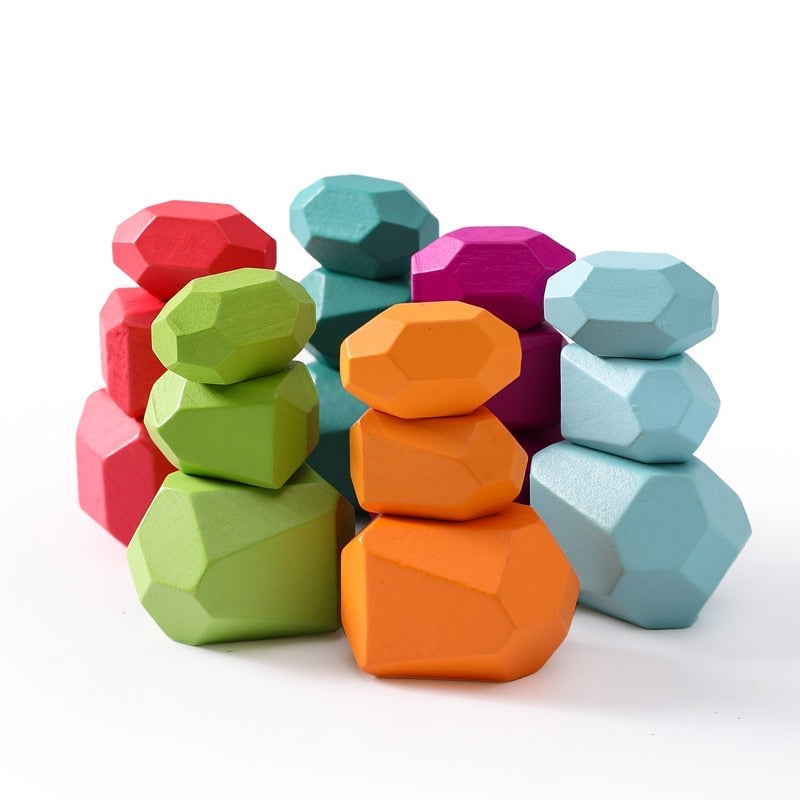 Pierres d’Équilibre en Bois Candy Colors™ - Jouet d’Éveil Montessori Baby & Toddler
