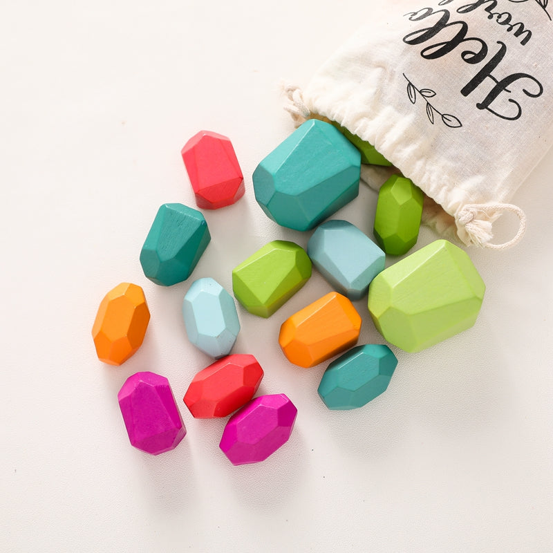 Pierres d’Équilibre en Bois Candy Colors™ - Jouet d’Éveil Montessori Baby & Toddler