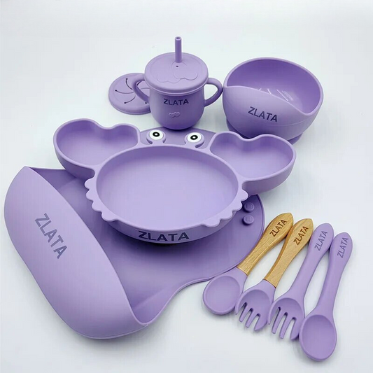 Set Vaisselle pour Bébé Personnalisé en Silicone Alimentaire (8PCS) - PratiqueP’titChef - cuisine