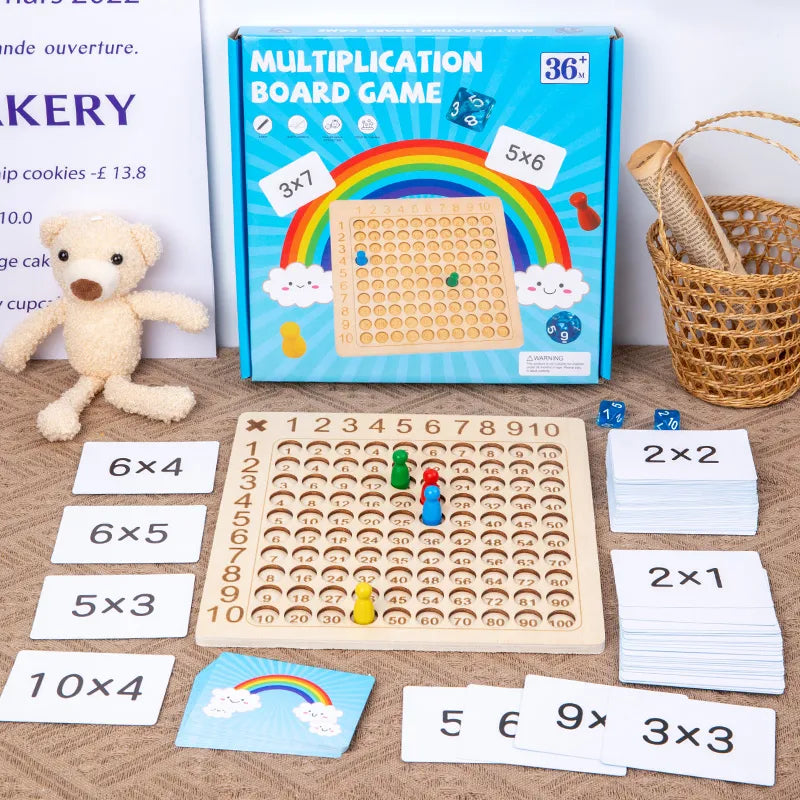 Table de multiplication Montessori en Bois - 1 set + Boite rangement Education