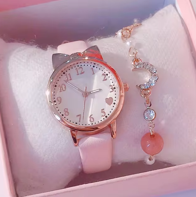 Coffret Chic : Montre Quartz et Bracelet à Breloque pour Fille