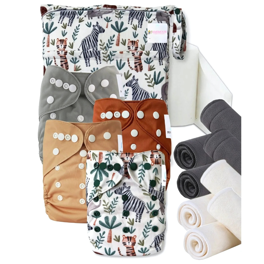 Pack de 4 Couches Lavables Évolutives + Accessoires Complets - Kit Aventure