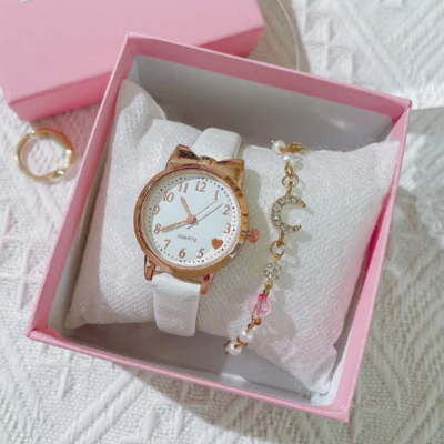 Coffret Chic : Montre Quartz et Bracelet à Breloque pour Fille