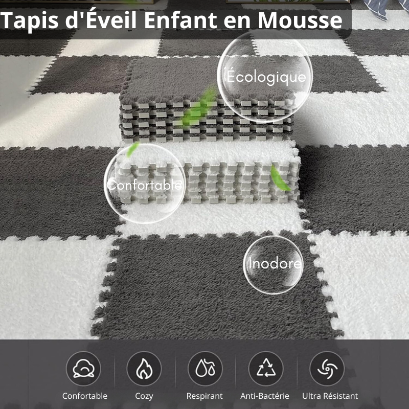 Tapis d'Éveil Enfant en Mousse Douce en Fourrure - EVA