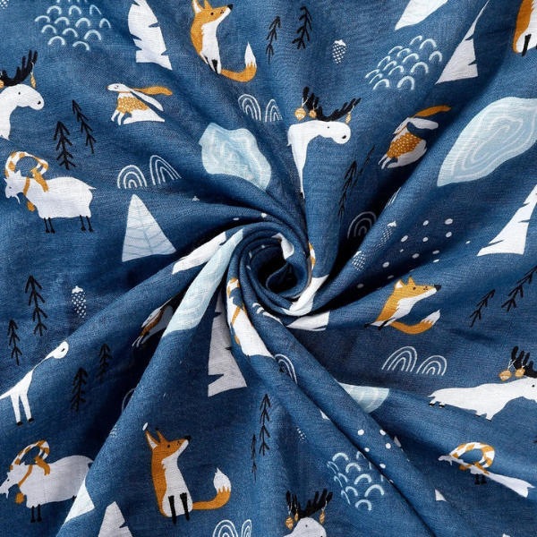 Lot de 2 Langes en Mousseline de Coton Ultra-Douce - Motif Montagnes Nordiques