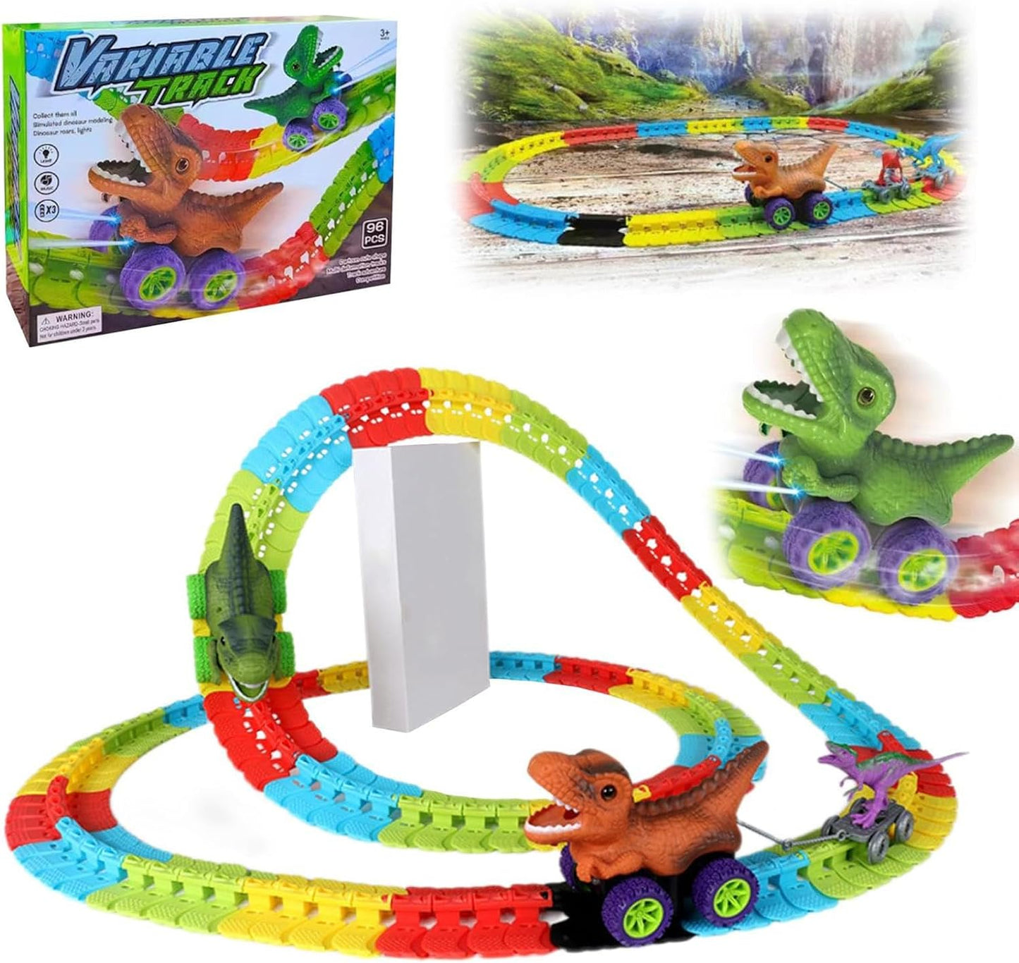 Circuit Voiture Enfant Anti-Gravité Dinolooping - Jouet de Bricolage