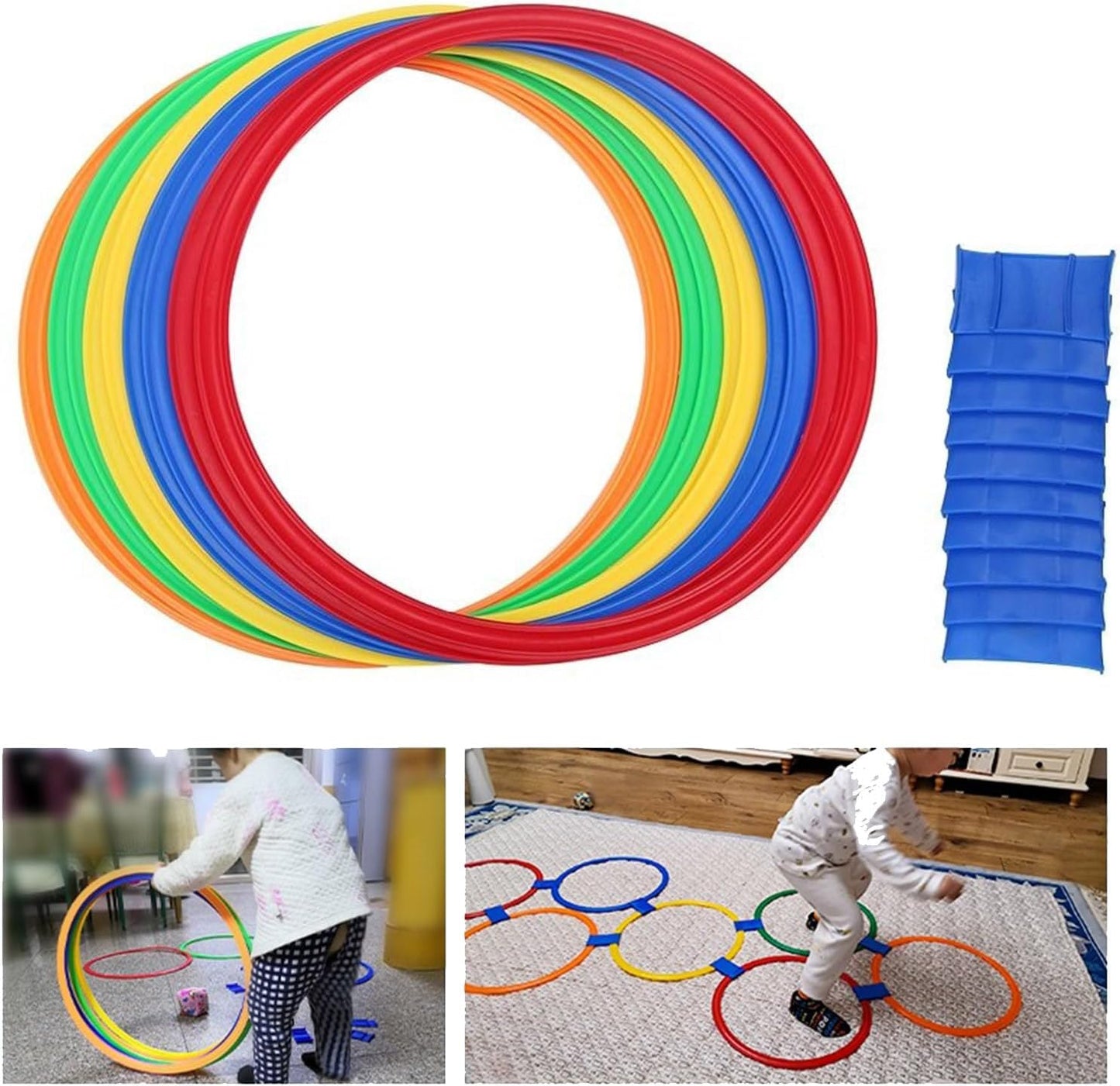 Jeu de Marelle avec Anneaux Multicolores (16 pièces)