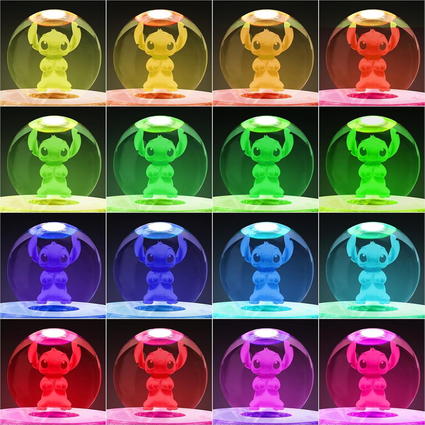 Veilleuse en Cristal 3D avec 16 Changements de Couleur