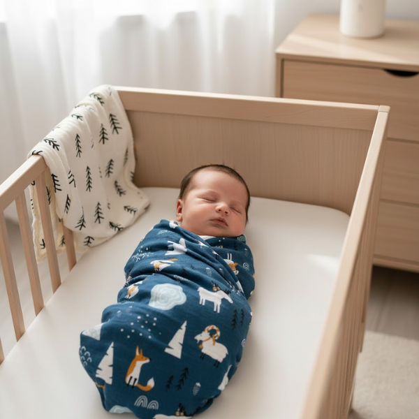 Lot de 2 Langes en Mousseline de Coton Ultra-Douce - Motif Montagnes Nordiques