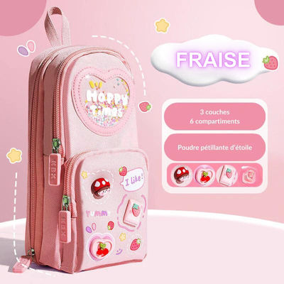 Trousse kawaii en toile de grande capacité