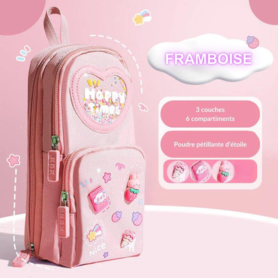 Trousse kawaii en toile de grande capacité