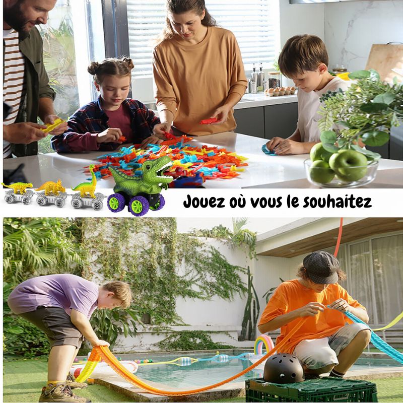 Circuit Voiture Enfant Anti-Gravité Dinolooping - Jouet de Bricolage