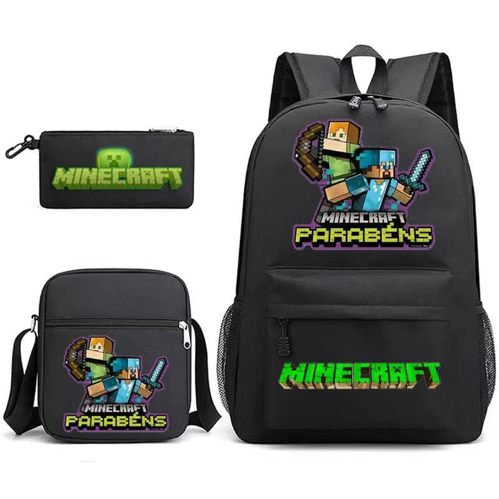 Pack Minecraft : Sac à dos, Sacoche, Trousse