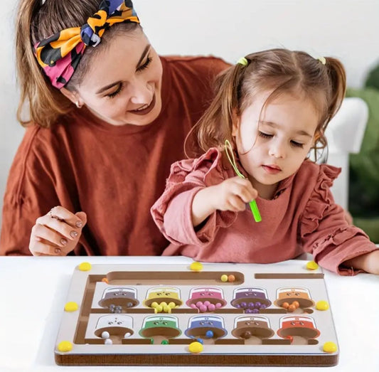 Labyrinthe Magnétiques   en Bois – Jeu De Comptage Et Tri Montessori