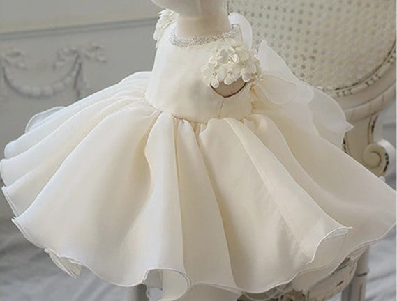 Robe en Dentelle avec Perles et Appliques pour Jeunes Filles