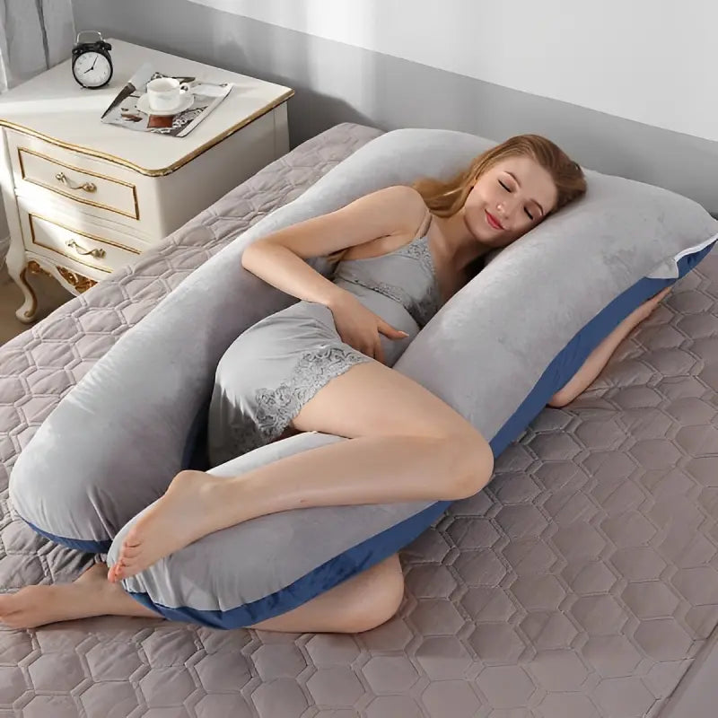 Coussin Femmes Enceintes pour Grossesse et Allaitement - UComfort™ Gris / Bleu