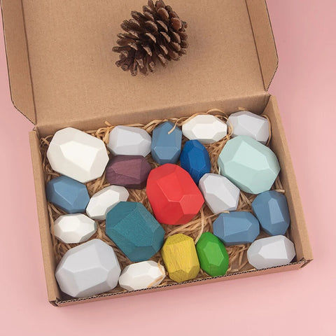 Pierres d’Équilibre en Bois Candy Colors - Jouet d’Éveil Montessori